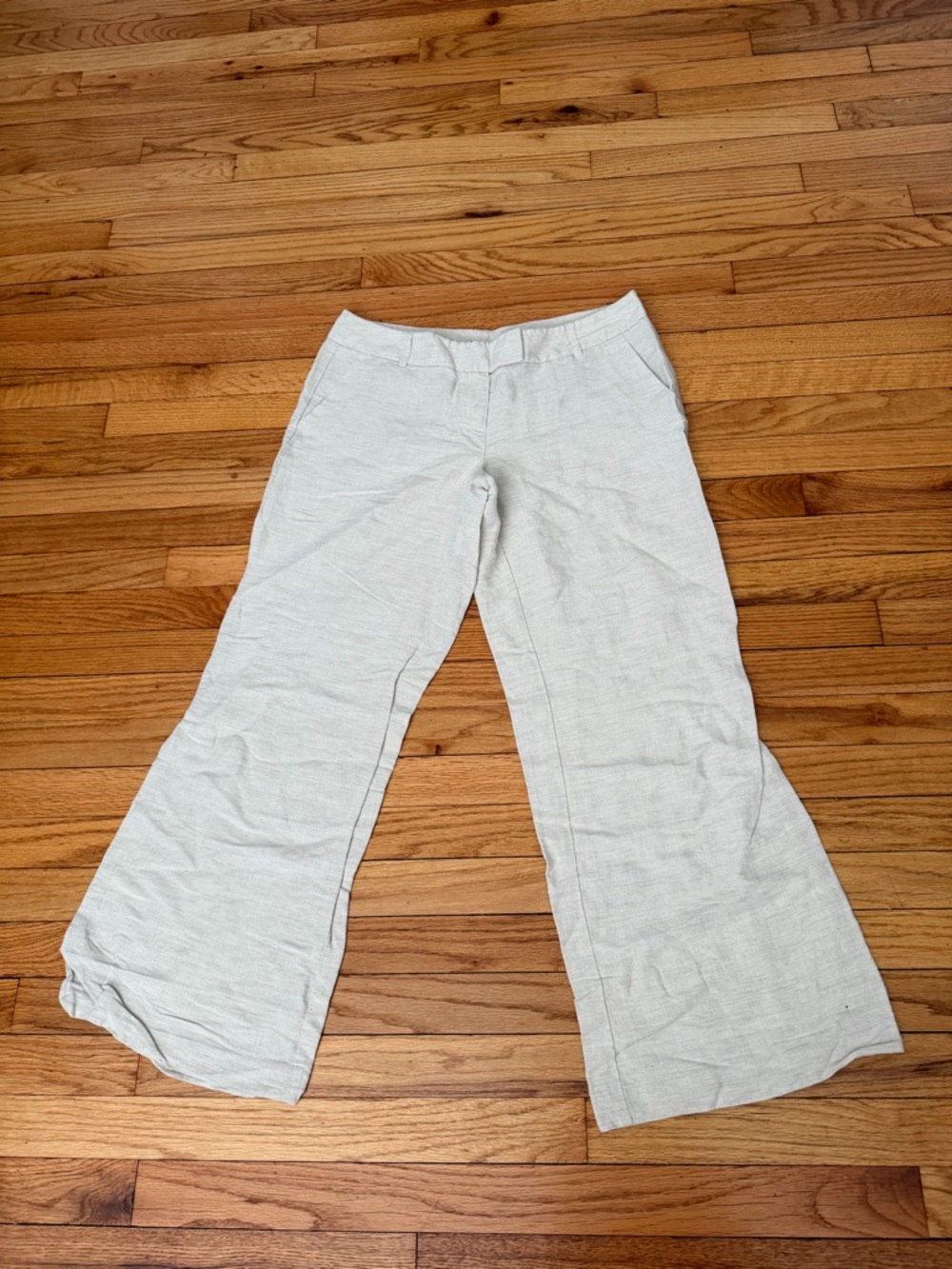 🎯New York & Co. Linen Vintage Wide y2k minimalist coastal pants oat beige 12